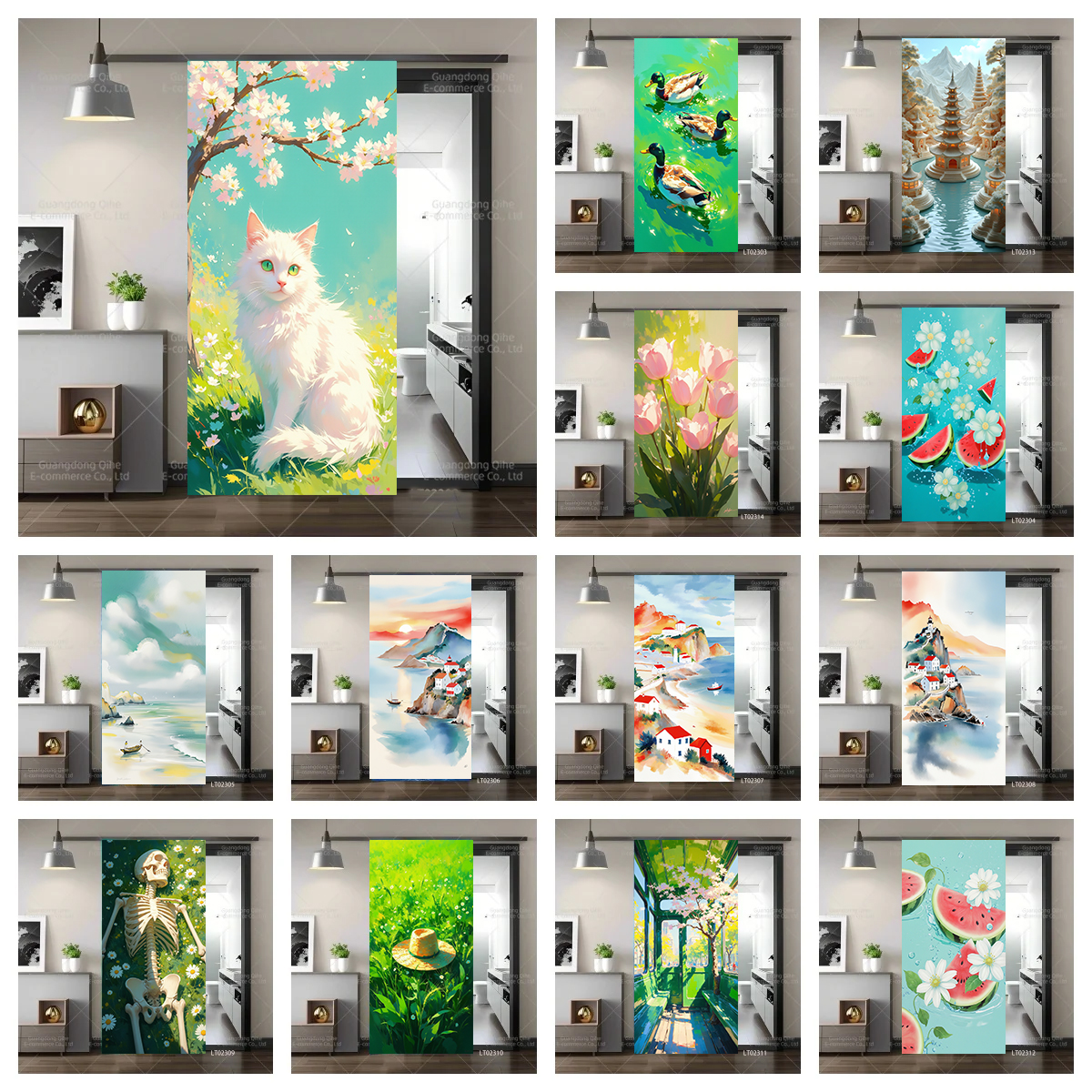Tulip Cat Cherry Blossom Scene - Full Cover Adhesive ulasan dan harga