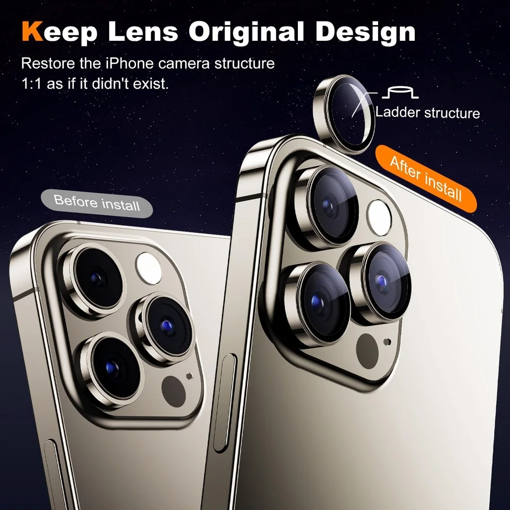 3Pcs Metal Camera Lens Protect - Tempered Glass Screen 9H ulasan dan harga